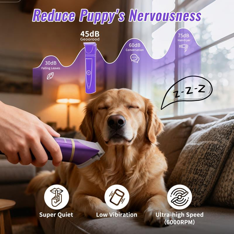 【Geoorood】Dog Clippers Grooming Kit Hair Clipper-Low Noise Paw Trimmer- IPX7 Waterproof - Rechargeable - Cordless Quiet Nail Grinder Shaver for Cats and Other Pets #Tiktokshopjumpstartsale