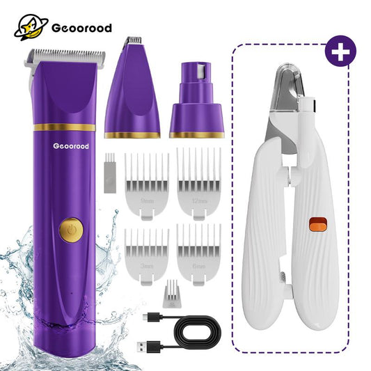 【Geoorood】Dog Clippers Grooming Kit Hair Clipper-Low Noise Paw Trimmer- IPX7 Waterproof - Rechargeable - Cordless Quiet Nail Grinder Shaver for Cats and Other Pets #Tiktokshopjumpstartsale