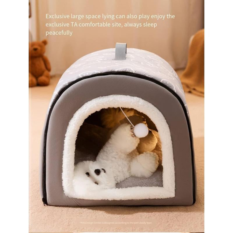 1Pc Warm Enclosed Dog Bed, Four Seasons Universal Dog Kennel, Removable and Washable Pet Sleeping Bed Christmas Gift