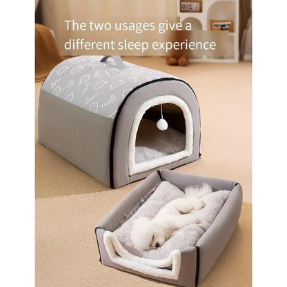1Pc Warm Enclosed Dog Bed, Four Seasons Universal Dog Kennel, Removable and Washable Pet Sleeping Bed Christmas Gift
