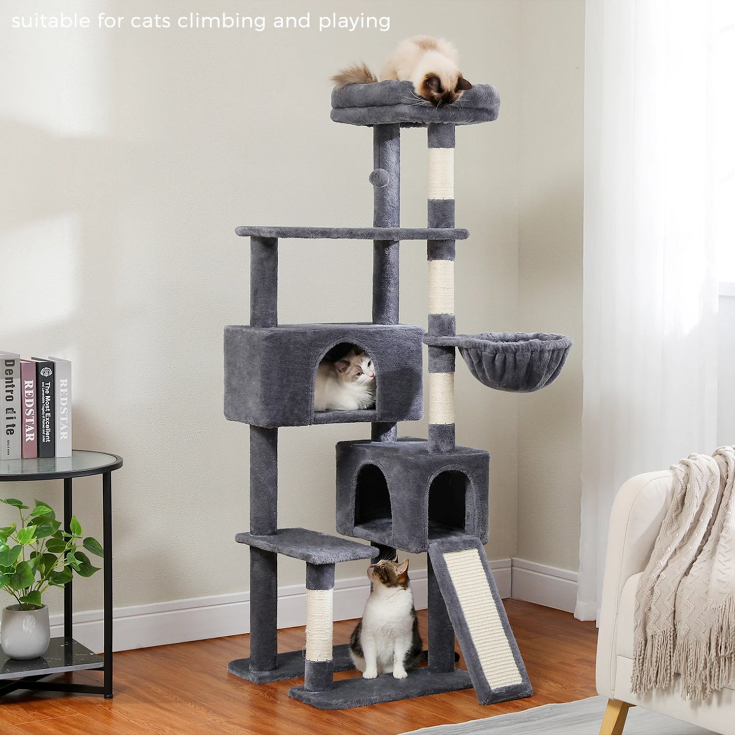 61" Cat Tree Tower for Indoor Cats with Platform and Scratching Posts, Cat Condo Cat Tree House in Pet Supplies, Gray