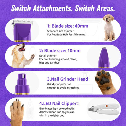 【Geoorood】Dog Clippers Grooming Kit Hair Clipper-Low Noise Paw Trimmer- IPX7 Waterproof - Rechargeable - Cordless Quiet Nail Grinder Shaver for Cats and Other Pets #Tiktokshopjumpstartsale