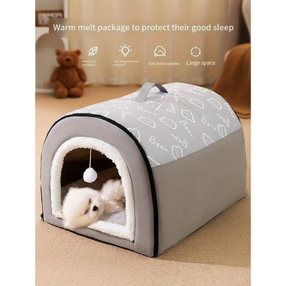 1Pc Warm Enclosed Dog Bed, Four Seasons Universal Dog Kennel, Removable and Washable Pet Sleeping Bed Christmas Gift