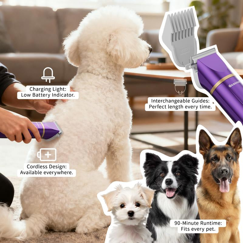 【Geoorood】Dog Clippers Grooming Kit Hair Clipper-Low Noise Paw Trimmer- IPX7 Waterproof - Rechargeable - Cordless Quiet Nail Grinder Shaver for Cats and Other Pets #Tiktokshopjumpstartsale