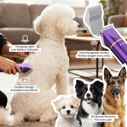 【Geoorood】Dog Clippers Grooming Kit Hair Clipper-Low Noise Paw Trimmer- IPX7 Waterproof - Rechargeable - Cordless Quiet Nail Grinder Shaver for Cats and Other Pets #Tiktokshopjumpstartsale