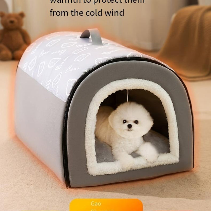 1Pc Warm Enclosed Dog Bed, Four Seasons Universal Dog Kennel, Removable and Washable Pet Sleeping Bed Christmas Gift