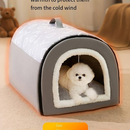 1Pc Warm Enclosed Dog Bed, Four Seasons Universal Dog Kennel, Removable and Washable Pet Sleeping Bed Christmas Gift