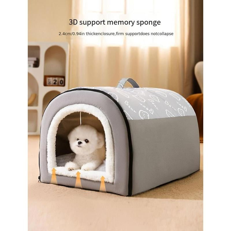 1Pc Warm Enclosed Dog Bed, Four Seasons Universal Dog Kennel, Removable and Washable Pet Sleeping Bed Christmas Gift