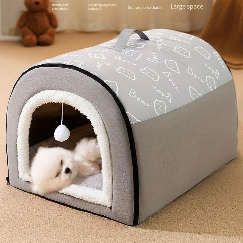 1Pc Warm Enclosed Dog Bed, Four Seasons Universal Dog Kennel, Removable and Washable Pet Sleeping Bed Christmas Gift