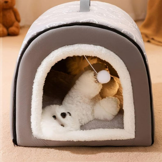 1Pc Warm Enclosed Dog Bed, Four Seasons Universal Dog Kennel, Removable and Washable Pet Sleeping Bed Christmas Gift