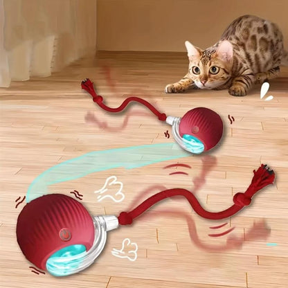 Interactive Cat Toy, Chirp and Motion Activated Cat Rolling Toy, Used for Indoor Cat Red LED Light Ball Rolling Quickly, Can Be Used on the Carpet.